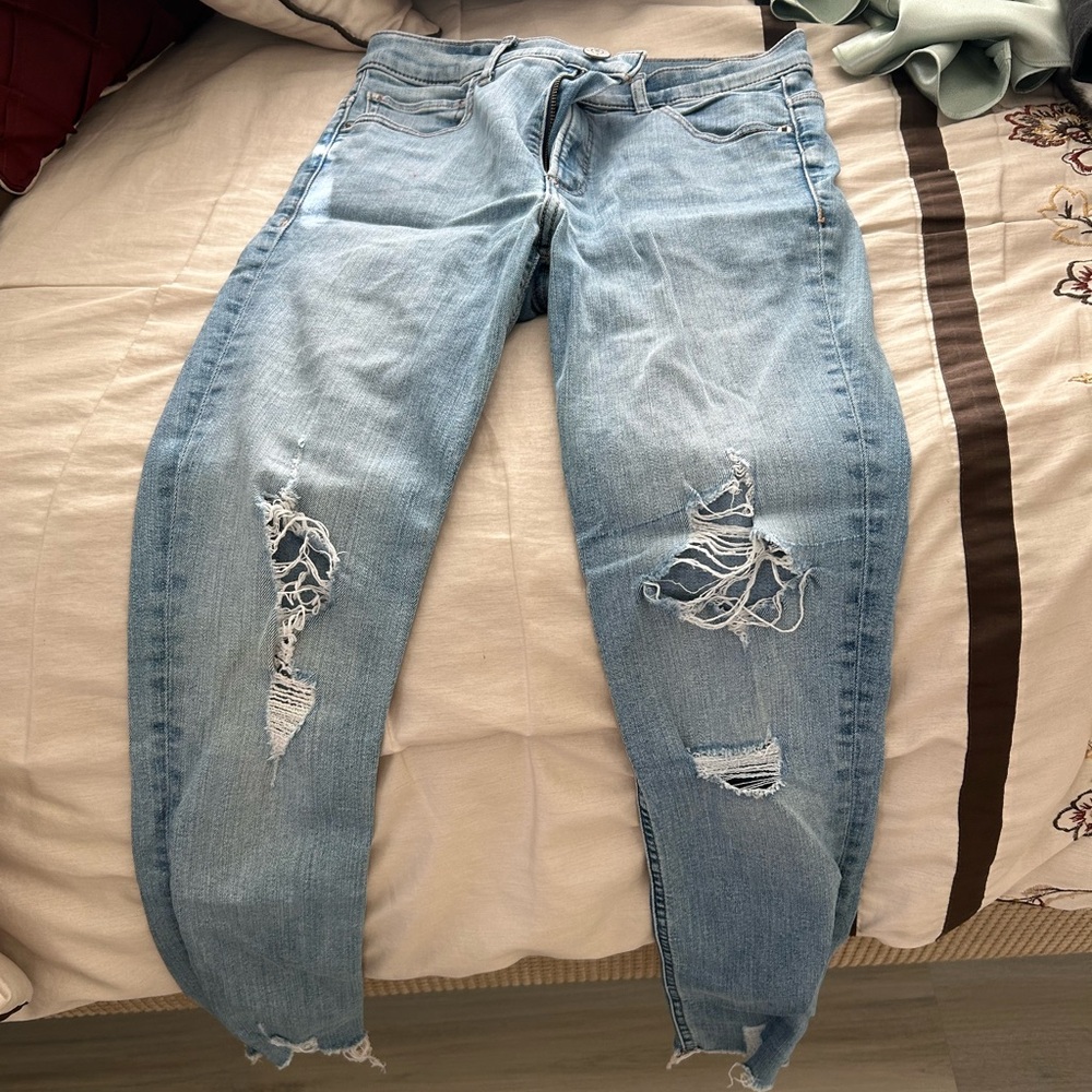 Express Light Blue Distressed Boyfriend Jeans